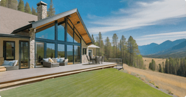 A beautiful vacation rental property overlooking a stunning landscape.
